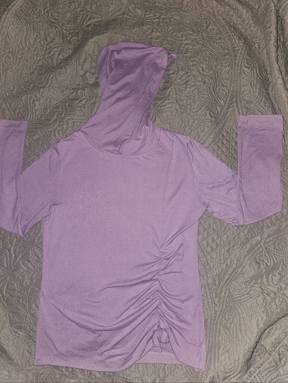 Balance Collection Lavender Hooded Ruched Long Sleeve Top